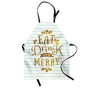 ABAKUHAUS Mangia bevi e sposati Grembiule, Xmas saluto, Comodo per la Cucina, Unisex con Collo Regolabile per Cucinare, 67 cm x 80 cm, Verde Menta Zenzero Bianco