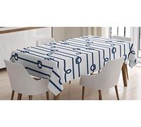 ABAKUHAUS Marina Militare Tovaglia, Sea Marine Nodi marinari, Rettangolare per Sala da Pranzo e Cucina, 140 cm x 170 cm, Navy Blue And White