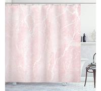 ABAKUHAUS Marmo Tenda da Doccia, Murky Mineral Graffi, Tessuto Set di Decorazioni per il Bagno con Ganci, per la vasca da bagno, 175 cm x 220 cm, Pallido Rosa Bianco