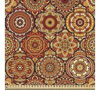 ABAKUHAUS Marocchino come Tessuto a Metraggio, pouf a motivi floreali, di alta qualità tappezzeria decorativa Per La Casa, 2m (148 * 200cm),Arancione Giallo Marrone