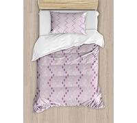 ABAKUHAUS Mauve Set Copripiumino, Zig Zag Stars and Stripes, Anti-Acaro chi soffre di allergie adatto con federa, 130 x 200 cm, Giallo Viola