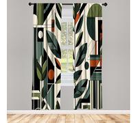 ABAKUHAUS Moderno di metà secolo Tenda a Pannello Set di 2, Bohémien futurista, Trattamento della Finestra per Stanza e Camera da Letto, 2 pezzi 75 cm x 245 cm, Rosa Pallido Verde Grigio