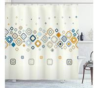 ABAKUHAUS Moderno Tenda da Doccia, Vector forme geometriche, Tessuto Set di Decorazioni per il Bagno con Ganci, per la vasca da bagno, 175 x 180 cm, Crema Marigold Pale Blue