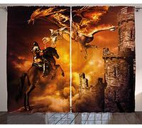 ABAKUHAUS Moderno Tende, Cavaliere a Cavallo, Casa Arredamento Elemento Distintivo Due Pannelli Set, 280 x 225 cm, Nero