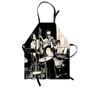 ABAKUHAUS Musica jazz Grembiule, Band con strumenti, Unisex cucina pettorina con collo regolabile per la cottura di giardinaggio, 67 cm x 80 cm, Coke grigio Champagne