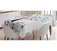 ABAKUHAUS Musica Tovaglia, Albero con note Felicità, Tovaglia Circolare per Sala da Pranzo o Cucina, 140 x 200 cm, Nero Verde