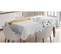 ABAKUHAUS Musica Tovaglia, Template Solo Vibes, Tovaglia Circolare per Sala da Pranzo o Cucina, 140 x 170 cm, Giallo Bianco Nero