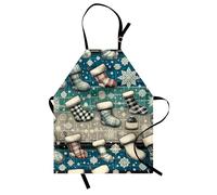 ABAKUHAUS Natale Grembiule, Calza della Befana a quadri fredda, Comodo per la Cucina, Unisex con Collo Regolabile per Cucinare, 67 cm x 80 cm, Blu Grigio Scuro Grigio Bianco