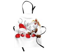 ABAKUHAUS Natale Grembiule, Funny Santa renna, Comodo per la Cucina, Unisex con Collo Regolabile per Cucinare, 67 cm x 80 cm, Vermiglio Caramello Bianco