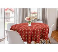 ABAKUHAUS Natale Tovaglia, Albero verde sulla Stripes, Rettangolare per Sala da Pranzo e Cucina, 150 cm, Verde Bianco Rosso