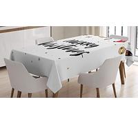 ABAKUHAUS Natale Tovaglia, parole moderne, Rettangolare per Sala da Pranzo e Cucina, 140 x 200 cm, Rosso Bianco Nero