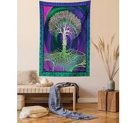 ABAKUHAUS Natura Arazzo, Digital Psychedelic Art, Decorazione murale in Tessuto per Camera da Letto, Soggiorno, dormitorio, 110 x 150 cm, Viola Fucsia