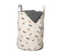 ABAKUHAUS Nazione Borsa per il bucato, Partito Farm Horse pois, Cestino con manici Chiusura a cordoncino per lavanderia, 33 x 50 cm, Champagne e multicolore