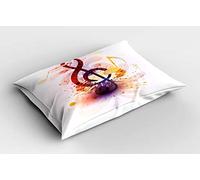 ABAKUHAUS Nota Musicale Federe Cuscini Stampata, Opera con Spruzzi, Decorativo e Dimensioni Standard, 80 cm x 40 cm, Multicolore