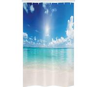 ABAKUHAUS Oceano Tenda da Doccia Stalla, Cielo e mare tropicale, Set per il Bagno in Tessuto con Ganci, 120 x 180 cm, Crema Turchese Bianco
