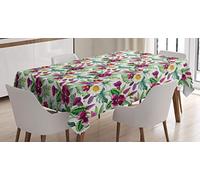 ABAKUHAUS Orchidee Tovaglia, Calla Lily Monstera Foglie, Rettangolare per Sala da Pranzo e Cucina, 140 cm x 240 cm, Multicolore