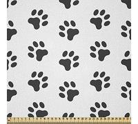 ABAKUHAUS Orma di Zampa Tessuto a Metraggio, Puppy Kitten Cane e gatto, Tessuto a Maglia Elasticizzato per Abbigliamento, 1 m, Grigio scuro e bianco