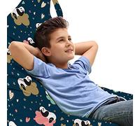ABAKUHAUS Panda Sedia per Custodia per Giocattoli, Doodle stelle dei cuori e Dots, Conservazione di Animali Imbalsamati ad alta Capacità, Blu Multicolor