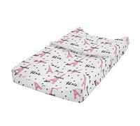 ABAKUHAUS Parigi Fodera per Fasciatoio, Je taime Romance Cuori, Fodera Morbida per Fasciatoio per Pannolini con Fori Fibbia di Sicurezza, Rosa Bianco bambino