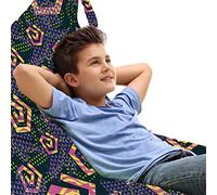 ABAKUHAUS Retro Sedia per Custodia per Giocattoli, Creativo Edgy Spirali Pop Art, Conservazione di Animali Imbalsamati ad alta Capacità, Scuro Teal e multicolore