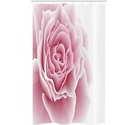 ABAKUHAUS Rosa Pallido Tenda da Doccia Stalla Petali di Rosa di Bellezza, Set per Il Bagno in Tessuto con Ganci, 120 cm x 180 cm, Rosa Chiaro Bianco