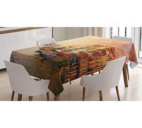 ABAKUHAUS Scenario Tovaglia, Italiana Venezia Immagine, Rettangolare per Sala da Pranzo e Cucina, 140 x 170 cm, Ecru Rosso Blu