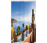 ABAKUHAUS Sicilia Tenda da Doccia, Taormina Coastline Foto, Tessuto Set di Decorazioni per il Bagno con Ganci, per la vasca da bagno, 120 x 180 cm, Multicolore