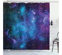 ABAKUHAUS Spazio Tenda da Doccia, Galaxy stelle nello spazio, Tessuto Set di Decorazioni per il Bagno con Ganci, per la vasca da bagno, 175 cm x 200 cm, navy viola