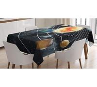 ABAKUHAUS Spazio Tovaglia, Pianeti del Sistema Solare, Rettangolare per Sala da Pranzo e Cucina, 140 cm x 240 cm, Multicolore