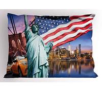ABAKUHAUS Stati Uniti Federe Cuscini Stampata, Stati Uniti d'America Concetto turistico, Decorativo e Dimensioni Standard, 65 cm x 50 cm, Schiuma Marina