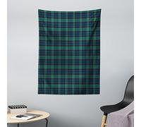 ABAKUHAUS Tartan Arazzo, Scozzese Folklore pattern, Decorazione murale in tessuto per camera da letto, 110 x 150 cm, Verde Scuro Nero