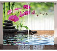 ABAKUHAUS Terme Tende, Bamboo Tree Orchid Stones, Casa Arredamento Elemento Distintivo Due Pannelli Set, 280 x 225 cm, Verde Lime