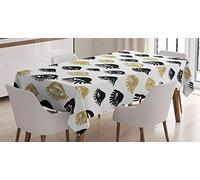ABAKUHAUS trippy Tovaglia, Donna Occhi Amore Arte Moderna, Rettangolare per Sala da Pranzo e Cucina, 140 x 200 cm, Nero Giallo Bianco