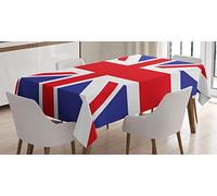 ABAKUHAUS Union Jack Tovaglia, Britannico Loyal, Rettangolare per Sala da Pranzo e Cucina, 140 cm x 200 cm, Blu Reale Bianco