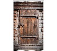 ABAKUHAUS Vintage ▾ Tenda da Doccia Stalla, Rustico porta di legno, Set per il Bagno in Tessuto con Ganci, 120 x 180 cm, Marrone