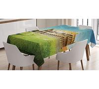 ABAKUHAUS Vintage ▾ Tovaglia, Italiano Sunset Roma, Rettangolare per Sala da Pranzo e Cucina, 140 x 170 cm, Verde Blu
