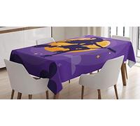 ABAKUHAUS Viola Scuro Tovaglia, La Scopa di Strega Silhouette, Rettangolare per Sala da Pranzo e Cucina, 140 cm x 240 cm, Indigo Marigold Violet
