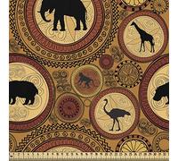 ABAKUHAUS Zambia come Tessuto a Metraggio, animali etnici africani, splendidamente per tappezzeria e Accessori Per La Casa, 1m (148 * 100cm),cannella zenzero nero