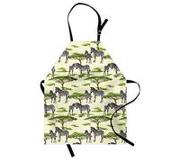 ABAKUHAUS Zebra Grembiule, Wildlife in Una Foresta, Comodo per la Cucina Unisex con Collo Regolabile per Cucinare Cuocere Arrostire e Giardinaggio, Crema Multicolor