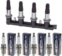 Abakus Bobina Accensione + 4x Beru Candela per Peugeot 307 Break 3E 1.6 16V