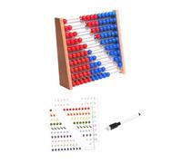 Abakus - Cornice per contare in legno, abacus rosso e blu | Dieci file, schede di esercizi numeri, penna per scrivere, strumento di apprendimento matematico precoce per l'insegnamento a
