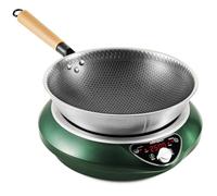 Abangdun Piastra Induzione con wok, 200-2500W Piano Cottura a Induzione Portatile, Piano Cottura Induzione Singola con Superficie in Vetro Cristallo Nero, Intervallo Temperatura 60-240°C