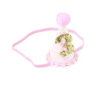 Abaodam 1 Pc cappello da compleanno per bambina oro 3° Ragazzo cappello del 3° compleanno cappello compleanno cappellino compleanno cappello di compleanno con palla di peluche rosa