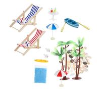 Abaodam 1 Set Decorazioni per Casa delle Resina Accessori Miniature per Spiaggia con Ombrelloni Lettini e Elementi Estivi per Creare un Paesaggio da Favola