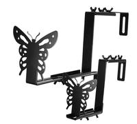 Abaodam 1 Set Gancio di Fiore All'aperto Sospeso Porta Fioriera per Ringhiera Moderno Balcone Portavasi da Appendere Staffe di Fioriera Regolabili Ferro da Stiro Nero 2 Pezzi