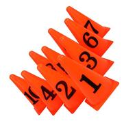 Abaodam 10 Pezzi Cono Segnaletico da Allenamento Calcio Numerato 1-10 | Pe Resistente, Design Arancione e Nero, per Esercizi Sportivi e Percorsi di Allenamento