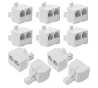 Abaodam 10 Pezzi Splitter Telefonico a Doppia Porta 6p4c Rj11 per Dispositivi Telefonici e Fax, Adattatore Bianco in Plastico e Lega, Espansione Connessione Comoda per Casa e Ufficio