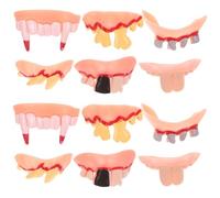 Abaodam 12 Pezzi Finti Denti Divertenti per Halloween in Gomma Aspetto Realistico per Feste a Tema Horror e Spettacoli Teatrali