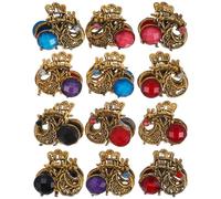 Abaodam 12 Pezzi Mini Mollette per Chioma Donna Vintage in Acrilico e Lega Cristalli, Piccole Clip Artiglio per Chioma, per Uso Quotidiano e Uscite Stili multipli