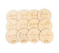 Abaodam 12pezzi Wooden Monthly Milestone Cards Safe and Durable Photo Props for Infants for Photography and Home Decor Parents